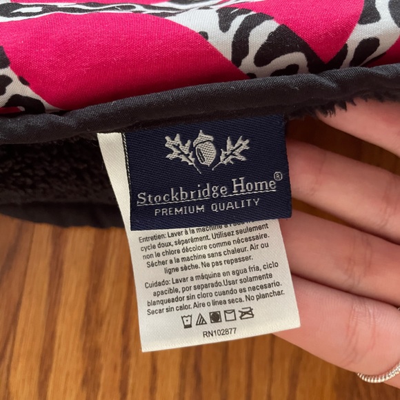 Pink, Black & White Peace Sign Patterned Blanket, Brand: Stockbridge Home - Picture 2 of 2